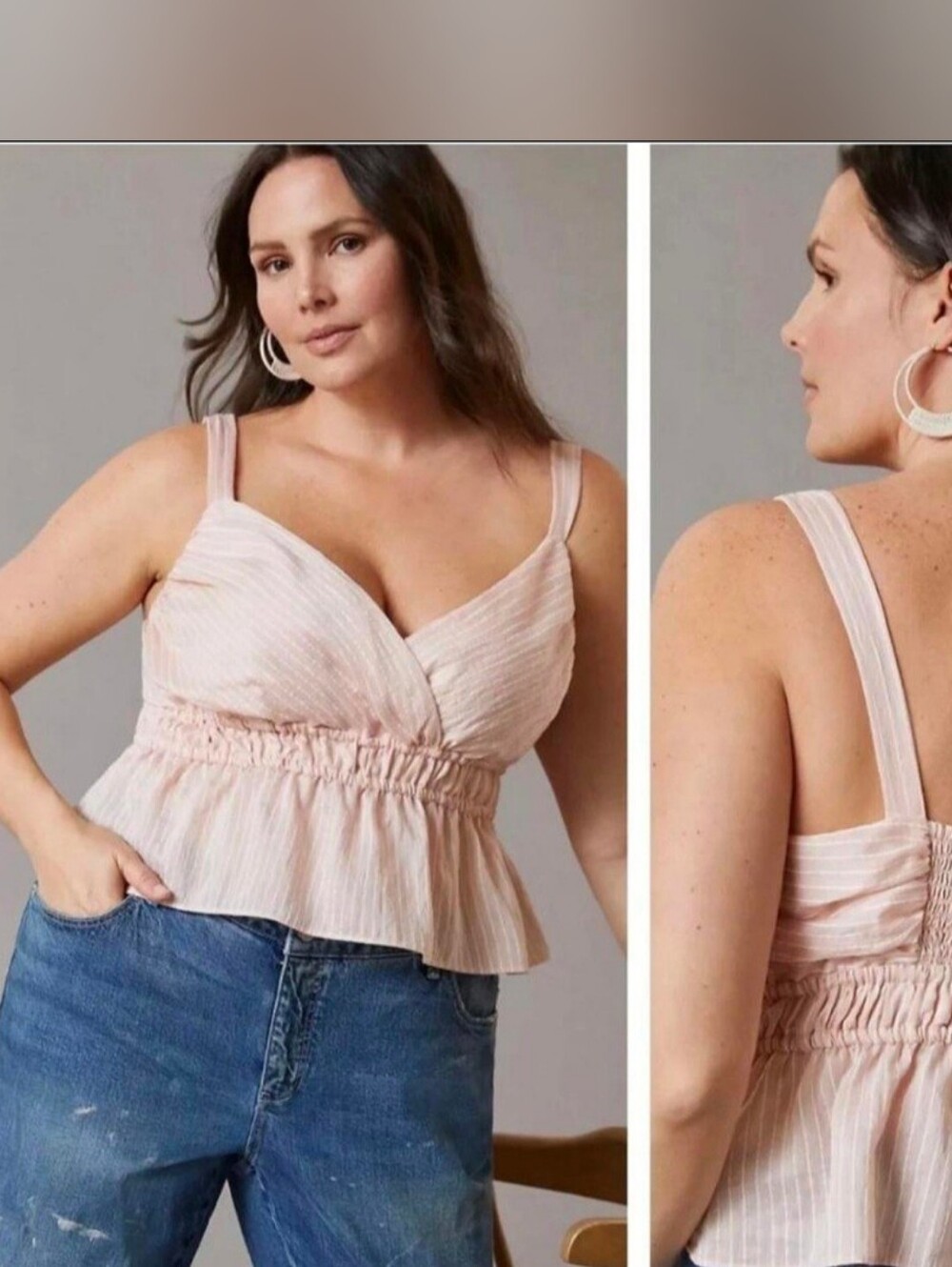 ✨️NWT✨️ Anthropologie Maeve Shirred Peplum Top, Size 1X, Pink Rose, $90 MSRP